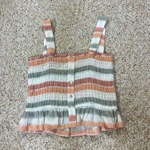 ‘By Together’ Multicolor Peplum/ Smocked Flounce Tank Top Size Large